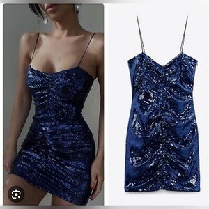 NWT‼️ZARA SPARKLY DRAPED DRESS